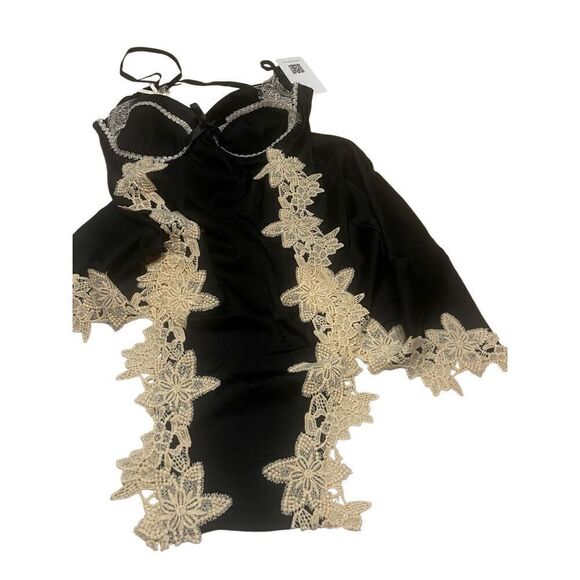 Soolinen Chemise Dress Intimates Sz S/M Black/beige  NWT - Picture 7 of 7